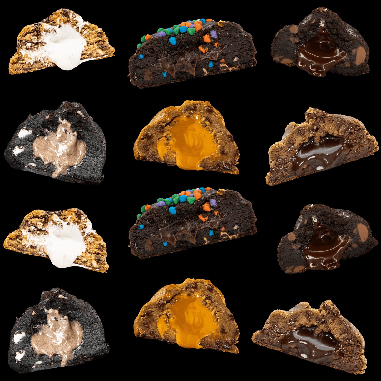 a collection of cookies with different flavors