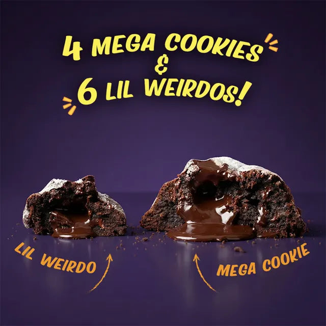 4 MEGA cookies and 6 Lil Weirdos size comparison